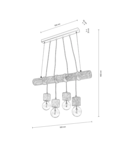 LAMPADARIO "TRABO" SOSPESO, 90X12X140 CM